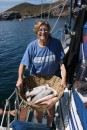 Our basket of shrimp and fish from the shrimp boat.  We made a very good trade!  :)