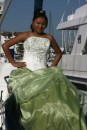 Maria posing for her quincinera pictures aboard The Dorothy Marie!