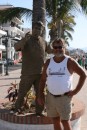 Glen with the "Sand Man!"  When we first walked by this guy, we thought he was a statue!  He was really good at holding still!  On the malecon in Puerta Vallarta.