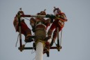 The "Bird Men" on top of their 100 foot perch!