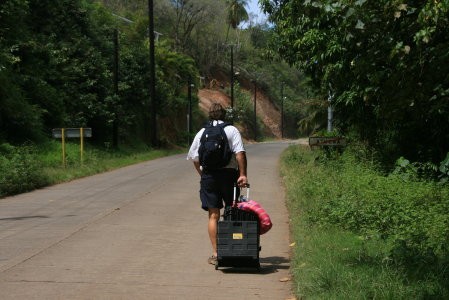 The road home from Atuona.  We walked up and down a steep hill over 2 miles each way!  Boy are we getting our exercise!