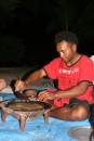 8) After the bonfire, we went back to the house for kava.  It is made in a tradition kava bowl and then served to one person at a time out of the same coconut shell.