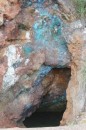 A look at one of the mine entrances.  We went a short way into one, but it was way too dark and way too claustrophobic!  The green color is from the copper leaching out of the rock.