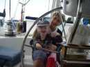 Betsy and Gussy at the helm!