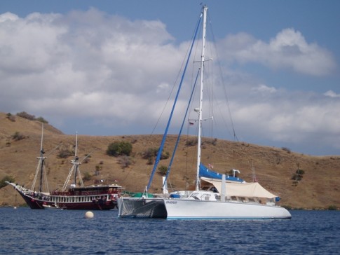 The old and the new on the two moorings at Komodo Island North East Bay