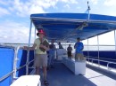 Exploring the mangrove islands on a pontoon boat