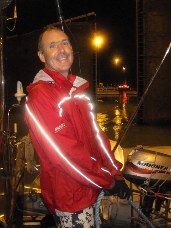 A cheerful smile from Paul in the rain.