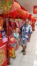 Sam and Andy with the decorations for Chinese New Year.