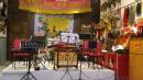 All set up for the traditional music at the Teochew Opera house.