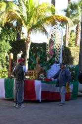 Dressing a float for the procession of The Senora de Guadelupe