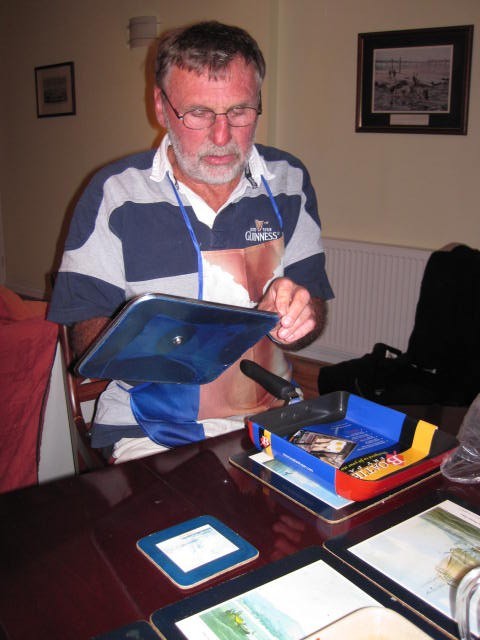Keith presenting us with the new square pan from Welly and himself