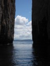 The channel between the cliffs at kicker rock.
