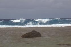 large waves on the reef at Amanu