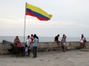 Old city view - Colombian national flag