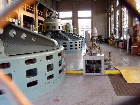 Turbine hall at the hydro-electric plant beside Lock 2 on the Oswego Canal.