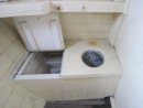 ..and the chute goes directly overboard. One assumes the flush was a bucket of water n the days before My John Crapper
