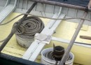 The coil of line attached to the harpoon