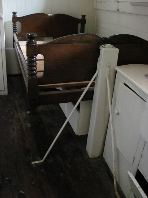 The captains gimbaled bed. He enjoyed a cabin of his own.
