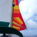 Spruce sporting an asymmetric cruising chute. Also known as "The Pretty Sail"