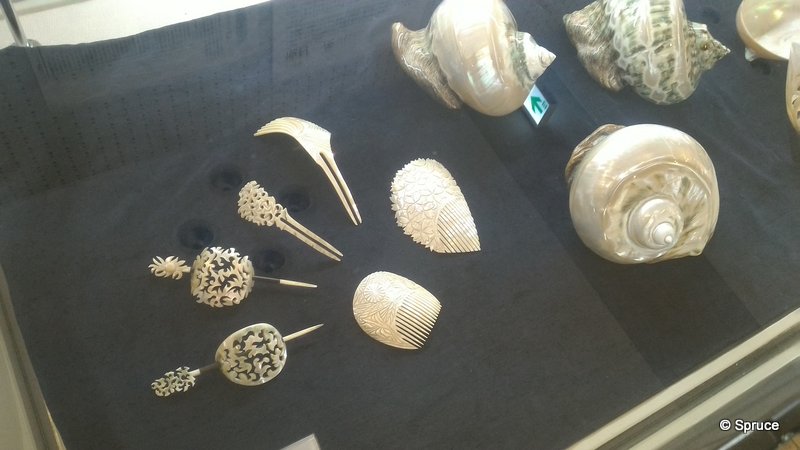 hair slides carved out of shell.