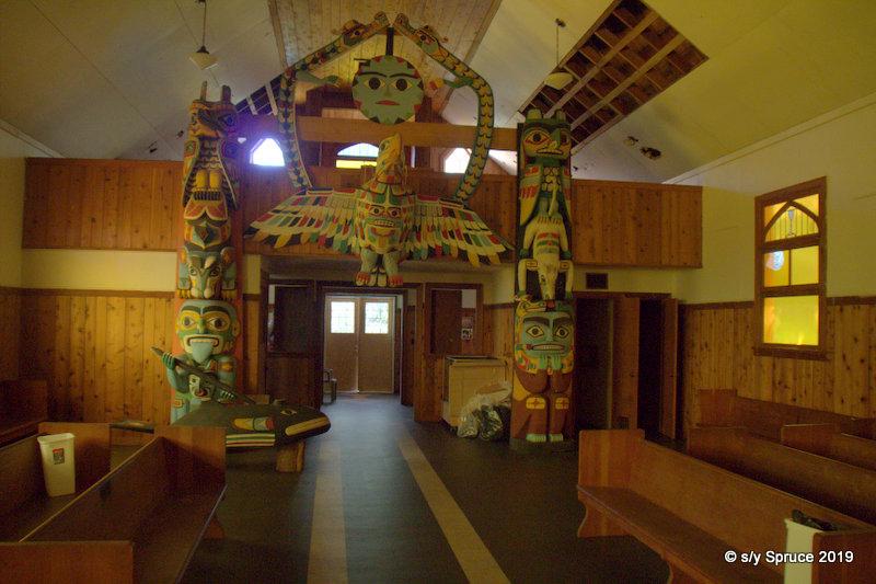 Inside the church at  Friendly Cove