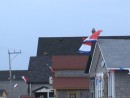 Acadian flags fluttering