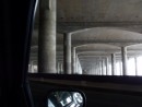 Driving under the runway of Funchal airport.