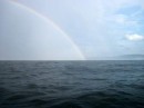 A rainbow that touched the sea on both sides as we approached Cloridorme