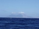 Monserrat some 20 miles away as we sailed from Guadeloupe to Barbuda.