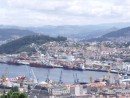 Looking to the head of Ria Vigo from the Parque do Castro overlooking Vigo. The suspension bridge can just be seen in the distance.