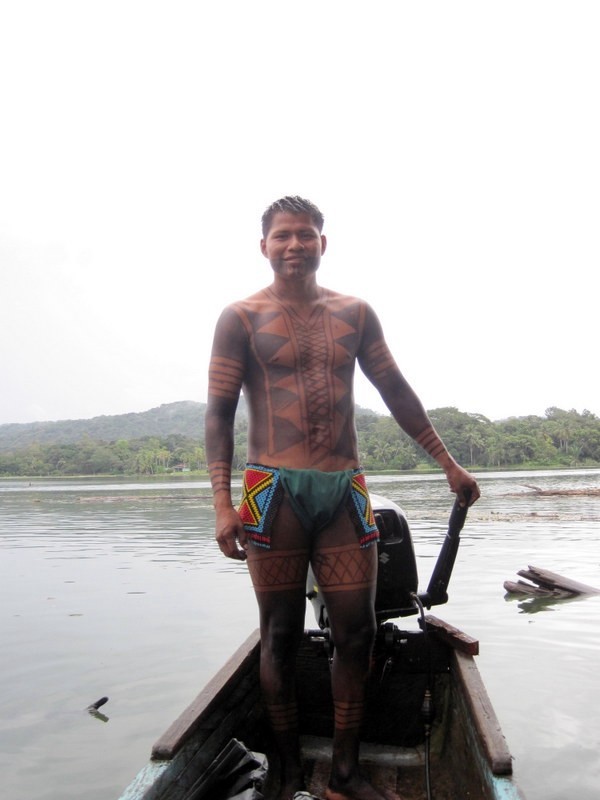 Our helm, sporting the traditional decorated clothing and tattoos.