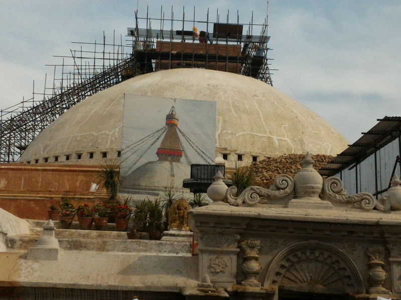 The Stupa in Durbar Square, the picture shows how the Stup was before the earthquake.
