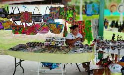 The Embera lady selling traditional wares