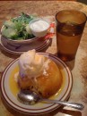 World Famous Pineapple upside-down cake with homemade ice cream AND SALAD! :)