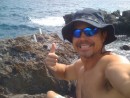 Preparing for some solo spear fishing on the Kona side of Hawaii. Only one shark sighting so far.