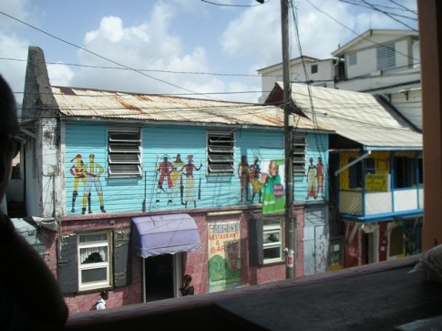 Painted building in Rousea, the capital of Dominica.JPG