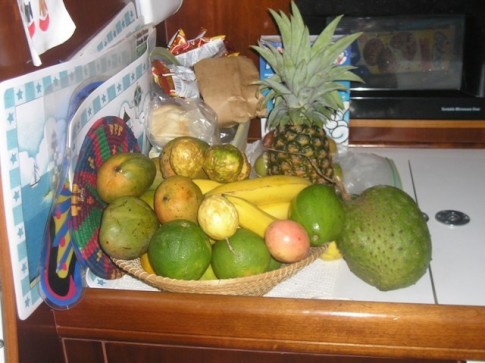 Our fruit basket runneth over! Mangos, passion fruit, soursop and more..JPG