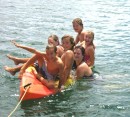 3 John, Daniel, Allyson, Victoria, Jessie and Cameron tipping the kayak.JPG