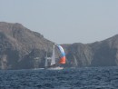 Under Full Sail - Thanks to fellow Portland boat San Cles for this great picture of our boat underway on the Ha Ha race. 