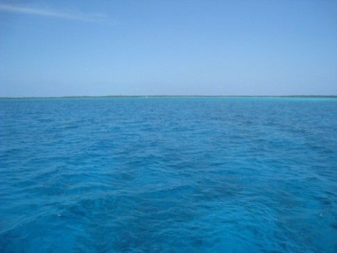 Approaching the anchorage at Lighthouse Reef. Truly a remote and relaxing place. 