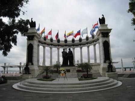 Guayaquil - La Rotonda statue along the Malecon 2000 walkway that celebrates South Americas great liberators - Jose de San Marin and Simon Bolivar. 
