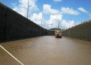Canal Transit – Miraflores lock with just us and Atlantide. The lock seemed pretty big with just 2 sailboats in it. 