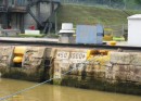 Canal Transit – Shown here are the numerical markers in a lock. Both the height of the lock, water line is at 76’ and the length of the lock, we are in the front with 1000’ behind us.