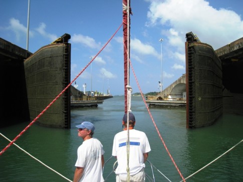 Canal Transit – Final gate opening … once we passed through we were in the Atlantic!