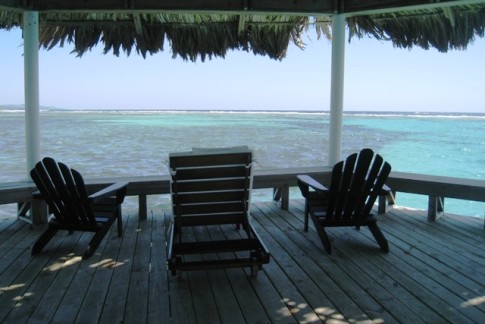 Barefoot Marina - The palapa and view of their protected reef. 