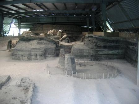 Joya de Ceren Ruins, El Salvador - excavated ruins from the village that was covered in ash. No bodies have been found � although the people left behind utensils, ceramics, furniture, and even half-eaten food in their haste to escape. 