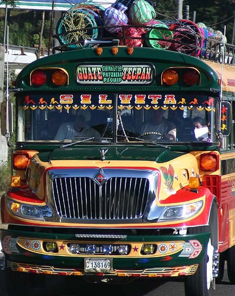 The chicken bus - Central America is where yellow US school buses find their 2nd life. Most are given some flare with bright paint on the exterior and packed to the max with locals. 