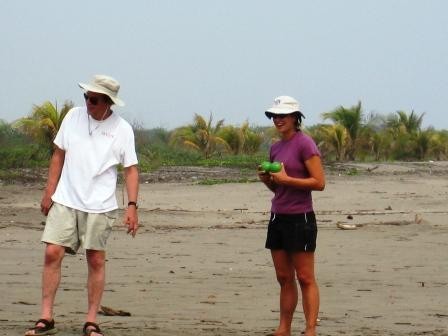 Puesta del Sol, Nicaragua � Glenn and Heather team up for a game of bocce ball on the beach with a bunch of other cruisers. 