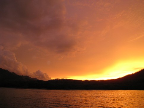Bahia Santa Elena, Costa Rica � We watched the sky dramatically change colors as the sun set against thunderclouds. Perhaps one of the best sunsets we have seen thus far!
