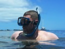 Kent snorkeling off of Bartolome Island. 